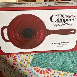Cuisine company enameled cast iron sauce pot with lid
